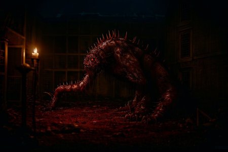 Photography, photorealistic, insanely real life detailed, 8k, highest resolution possible, sharp focus, taken with professional DSLR and lenses, cinematic, taken best skilled cinematographer, 
monster, horror \(haunted house\), Darkness,
haunted house,night,dark,sparse Candlelight, creepy, scary,terrifying, haunted,
horror movie atmosphere, cinematic dark night time lighting and dramatic shadows,
Cinematically realistic horror and gore scene of a <lora:Reel_WHorror_1_2_9_ReWo_n:1> , indoors centipede, dismembered, multiple limbs, blood pool, teeth, rim lighting, pov, (8K, RAW photo, best quality:1.2, masterpiece:1.2), (realistic, photo-realistic:1.2), ultra-detailed,