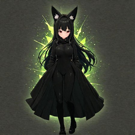 Older Futaba, Anime Art Style, High Quality, High Resolution, Sharp, High-Resolution Eyes, Full Body, High-Definition Fantasy Background, animal ear