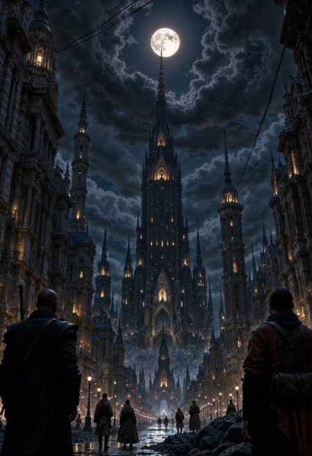 A city that never sees the light of day, forever cast in the shadow of night. Its moons stand as pillars in the stary sky, their light in an otherwise dark world. People are one with the darkness, a savage craziness spreads among them. None are safe, but none are in danger. It is all a game of survival where no one can waste a chance crying about the hand they are delt. Fighting, stealing, poisoning are all normal here, as people compete to clean up the ladder of the city power, to the top of the tower off in the darkness seemingly touching the moon