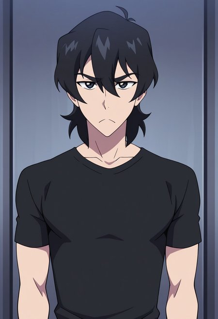 masterpiece,best quality,amazing quality, source_anime, 
keithvld, 1boy, male focus, solo, black eyes, black hair, shirt, black shirt, short sleeves, frown,