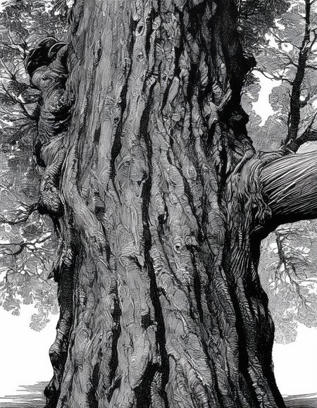 tree trunk, extreme up close shot, franklin booth style <lora:franklin_booth_style_sdxl_v7:1>