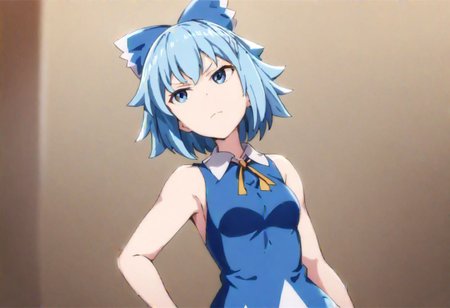 pixiv, anime coloring,
solo, solo_focus, 1girl, cirno, 
masterpiece, best quality, very aesthetic, absurdres,