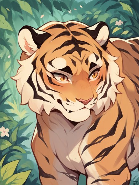 score_9, score_8_up, score_7_up, score_6_up, score_5_up, 1girl,  <lora:su1zXLP:1> su1z, tiger, feral