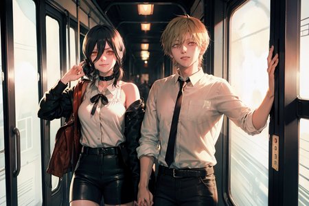 masterpiece, best quality,denjixreze, blush, train interior, smile,,
