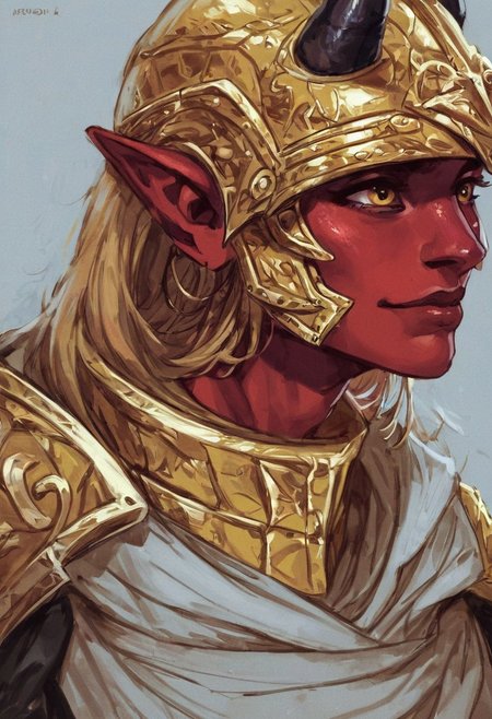 (score_9, score_8_up:1.1), score_7_up, rating_safe, 1girl, a gorgeous high elf mage, altmer, (alien yellow skin), (alien golden skin), tall and feminine, magical elf very large yellow eyes, long yellow golden hair, supermodel look with pronounced sharp cheekbones and narrow sharp long chin. ((golden battlemage armor with open-face helmet)). Dynamic and playful pose, <lora:EdobESO_XL_v1.0:0.95>, high elf, skyrim altmer,  <lora:1dkXLP:0.25>, <lora:add-detail-xl:0.3> <lora:RELSM_v1:0.4>,  <lora:SDXLHighDetail_v5:0.3> Painstaking Attention To Details, <lora:fantasy_world_pony:0.7>, orc red skin, horns