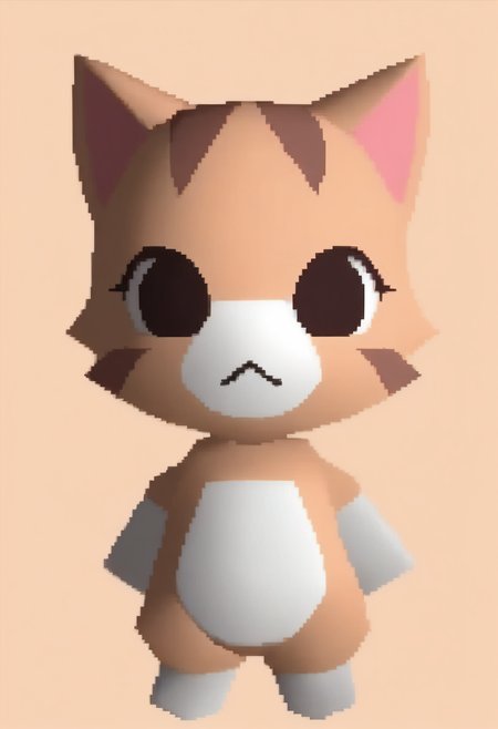 masterpiece, best quality, solo, looking at viewer,  <lora:FF7-Chibi-illus_Fp:1>, full body, simple background, 3d, chibi,  <lora:discord_nekonekonekone_illustriousXL:1>, animal focus, no humans, n3koemoji, cat