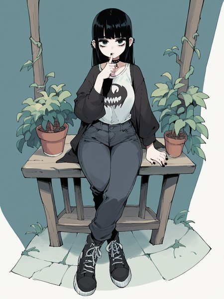 source_anime, score_9, score_8_up, score_7_up, score_6_up, score_5_up,  <lora:4m00lXLP:1> 4m00l, 1girl, goth, curvy,