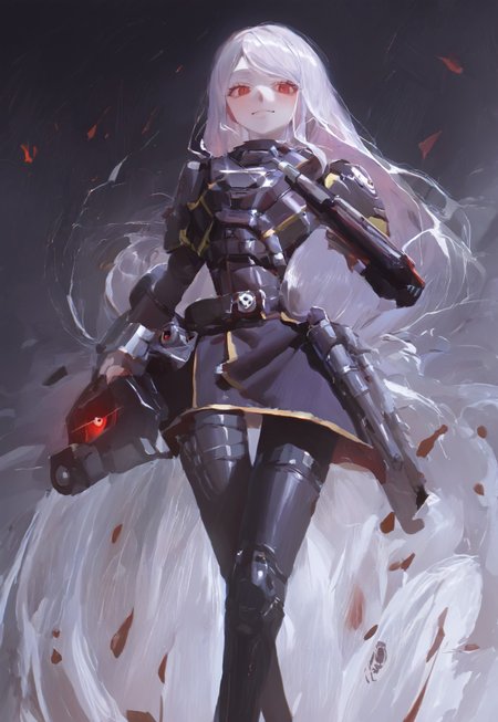 score_9, score_8_up, score_7_up, detailed, (shalltear, helldiver:1.4),1girl,silver hair,long hair,red eyes,small petite chest,pale skin, military uniform, detailed happy eyes, sadistic smile, looking at viewer, dusty desert planet, machinegun in one in hand (((shalltear in full height)))