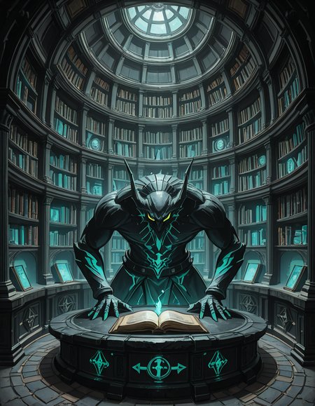 Buried deep within the necromancerâs fortress lies the Library of the Forgotten, an ancient, labyrinthine archive where no living hands have ever turned a page. The immense chamber stretches endlessly into the darkness, its towering bookshelves carved from obsidian and bone, spiraling upwards into unseen heights. The very air hums with an eerie resonance, filled with the whispers of knowledge long abandoned by the mortal world.
The shelves are packed with tomes bound in withered flesh, their covers etched with shifting runes that glow faintly with unholy light. Some books seem to breathe, their spines expanding and contracting like living creatures, while others are locked with chains of rusted iron, sealed by ancient curses too dangerous to be unleashed. Scrolls, brittle with age yet untouched by time, hover in the air, slowly unraveling and reforming, as if reading themselves in a silent, endless cycle.
At the heart of the library stands a massive circular desk, hewn from black stone and inlaid with veins of glowing green energy. Upon its surface, quills made from skeletal fingers hover above open grimoires, tirelessly transcribing forbidden knowledge in ink that shimmers like liquid shadow. Dust does not settle hereâonly the weight of forgotten secrets, pressing down like an invisible hand upon any who dare enter.
Above, the ceiling is a vast cosmic void, an endless expanse of swirling darkness where distant, malevolent stars flicker in unnatural constellations. Occasionally, something moves between the stars, a shape vast and unknowable, watching the library in silence.
In the farthest reaches of the chamber, towering stone monoliths stand, inscribed with ever-shifting text in a thousand dead languages. Some glow faintly, others pulse like beating hearts, their inscriptions rearranging as if whispering among themselves. The floor between them is covered in intricate ritual circles, their markings pulsating with a faint, necrotic glow, hinting at the presence of knowledge too terrible to be contained within mere books.
No footsteps ever disturb the silence, no voices break the eternal stillnessâonly the endless rustling of pages turning on their own, the quiet scraping of phantom quills, and the occasional, distant sound of something shifting among the shelves.
This is not a place of learning.
It is a tomb of knowledge, a repository of secrets too dangerous to be spoken, where books are not just readâthey watch, listen, and remember.
Style & Mood :
- Dark fantasy, gothic horror, necromantic aesthetics
- Cinematic, highly detailed, eerie lighting
- Infernal atmosphere, filled with shadows, glowing runes, and whispering books
- Inspired by the works of ZdzisÅaw BeksiÅski, H.R. Giger, and dark medieval occultism 
<lora:SDXLFaeTastic2400:0.4> <lora:extremely_detailed:0.4> extremely detailed,necromancer l1br4ry, <lora:necromancer_l1br4ry-i:1>, Masterpiece,best quality,hi res,8k,hi res,8k,award winning,(sharp focus, intricate, highly detailed),