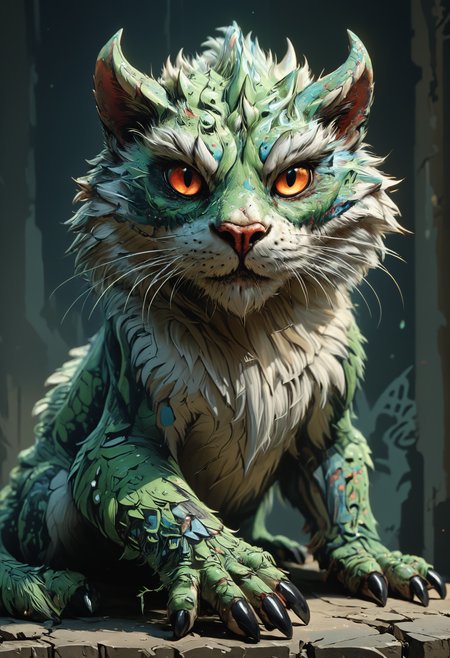 <lora:Mythical_Beasts:0.8> fmb Lurking shadow with razor-sharp claws,  <lora:detailed_notrigger:0.8>, glow in the dark, <lora:Ive_Got_The_Power:0.8>, <lora:Graffiti_SDXL:0.5> ais-graffiti