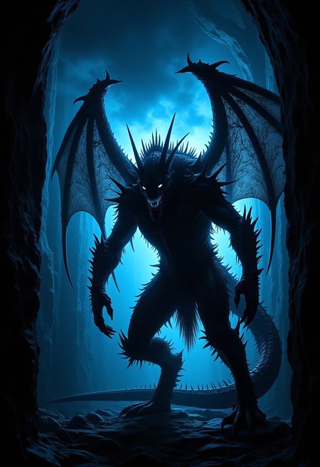 aidmaimageupgrader, a high quality digital image of an intricate shadow of the beast, they glow at night
