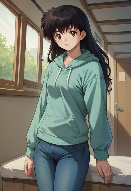 score_7, score_8_up, score_7_up, source_anime, 1girl, solo, looking at viewer, <lora:EPinKagumeSDXL-13:1.0>, EPinKagome, black hair, brown eyes, long hair, detailed background, turquoise hoodie, jeans, cowboy shot, indoors, [living room|kitchen|bed room|classroom|bath room| train interior| car interior|bus interior|bus stop|train station|changing room| stairwell]
