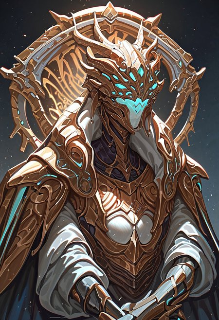 score_9, score_8_up, score_7_up, score_6_up, Expressiveh, 1woman, Glassy Scorpion alien, wearing a Full body armor, skeletal structure type armor, fantasy mix with futuristic armor, liquid plasma flowing from body, sitting on a throne, celestial design armor, upper body, close-up view,