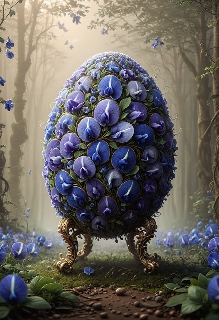 (photography art stylized by Jack Hughes:1), landscape art, concept art, Inca (Faberge egg:1.2), Repulsive, it is smooth, inside a Gdansk, Foggy conditions, Miniaturecore, horror made out of butterfly pea flowers, <lora:PinkieBttflwrsSDXL-v1:1>, p1nkbttrflyp3a,