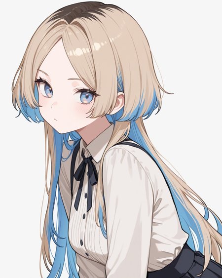 masterpiece, best quality, highres, simple background, 
1girl, jfcut, long hair, multicolored hair, parted bangs, 
<lora:jellyfish_haircut_il_v1:0.5>