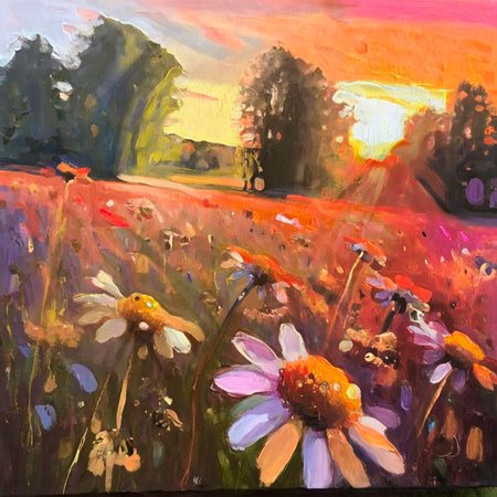 artmix07 flowers in the meadow at sunrise<lora:artmix07:1>