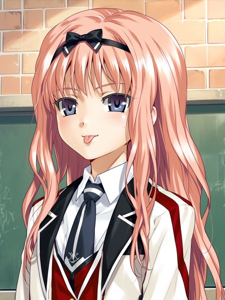 <lora:happy_tentacle-cecile-v0.1-000039:0.9>, ht_cecile, school uniform, red skirt, white thighhighs, tie, school yard , 1girl, solo, upper body , , (tongue out :1.2), , looking up , standing , facing viewer , score_9, score_8_up, score_7_up, score_6_up, score_5_up, score_4_up