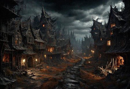 EdobHorrorLandscape,
ghst-3000, OverallDetail,
A landscape of a curse village in europe,
hopeless, nightmare, broken lights, dark ambiant,
HDR, HD textures, intricated details, 8k,