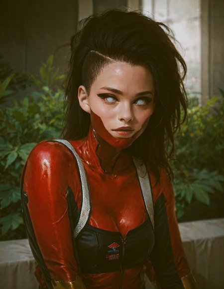 score_10,score_9,score_8_up,score_7_up, 1girl, black hair, dangerous, ponytail, white eyes, red outfit, <lora:cyberpunk_tiger_claws_woman:0.75>