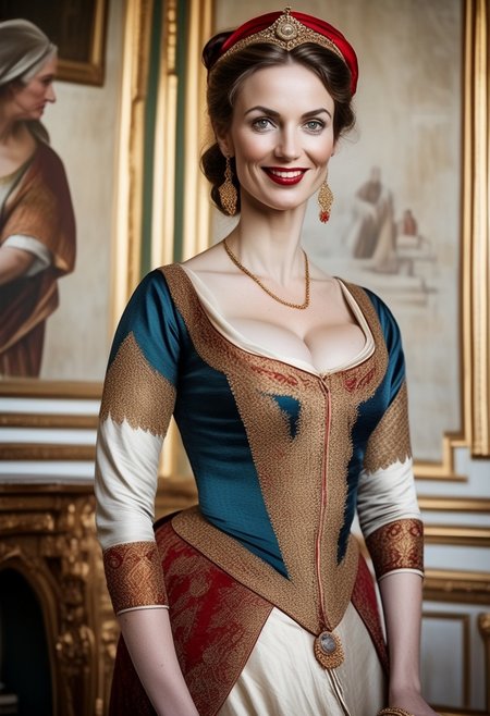 breasts shot,( life-like skin texture:1.5), realistic skin, (18th century:1.5), Europe, (victorian times), beautiful and mature, Tall, Strong, perfect face, Experienced middle-aged Empress, tradition ethnic Black royal clothes, covered hair, expensive fabric, photorealistic, realistic, extreme realism, (masterpiece, photorealistic), dappled sunlight, studio lighting, imperfections skin, probes, (photorealistic:1.6), <lora:add_detail:0.8>, medieval queen, royal banquets, female guards, include masques (a form of courtly entertainment with dancing, acting, and elaborate costumes), feasts, and balls. Gowns and Kirtles: Women wore long, flowing gowns made of luxurious silk, dressed sexy and attractive, (Empire waists:1.5), (white hair:1.5),( red lips:1.5),( subtle evil smile:1.5), white teeth
2girls,
(50 years old:1.5), 
1boy,
slave boy,
milfs,
moms,
(busty:1.3), 
(Horny:1.3), 
orgasm face, 
grannies, 
married, 
cheating, 
Mistress, 
French Queen medieval,
Empress, 
(determined look:1.5), 
(brave:1.5),
dominant presence, 
orgasm face, 
shocked, 
traditional 1650 royal outfit,
Powerful women, 
long legs, 
exposed legs, 
sexy legs, 
bustle dress, 1woman, loose pants, harem_pants, see-through, silk, tight-fitting shirt, impossible shirt, large breasts, long hair, loose_scarf, head_scarf, jewelry, , giga_busty