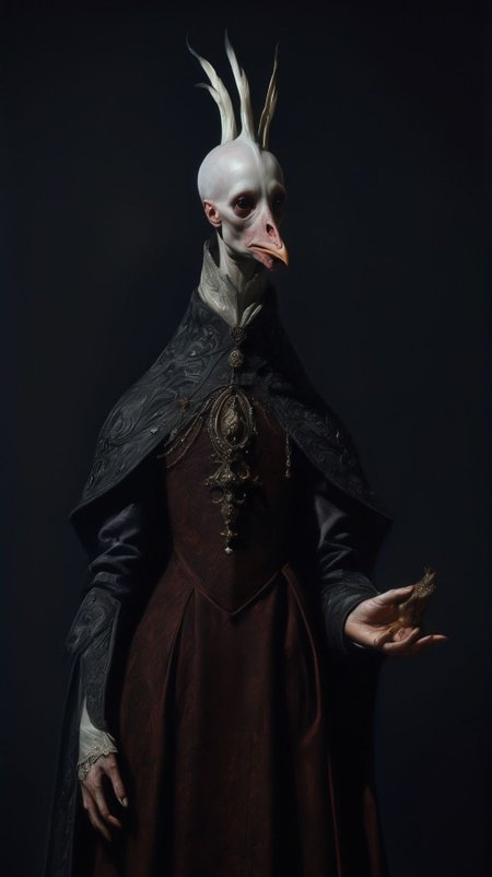 Ultra-realistic 8k CG, masterpiece, best quality, (((ermine wear inquisitor robe))), bite off head of a chicken, medieval Cathedral, dead eyes, still life, high detailed, beautiful intricately and detailed, DOF,   <lora:add-detail-xl:1>  <lora:NicolaSamori:1> <lora:Inquisition_v2:1>