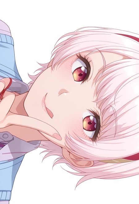 Smooth Quality,masterpiece,beautiful aesthetic, very intricate, high quality details, ultra realistic, high detailed skin,
simple background, white background,
sideways,v,;q,
hot pants, ,button-up vest, ,String around finger , <lora:Natsukawa_Renacnn:0.8> rena/cnn, 1girl, short hair,