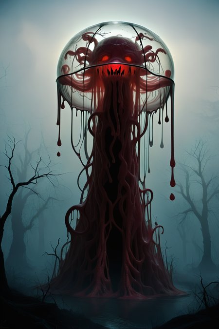 <lora:DonMGl00myN1gh7m4r3XL:1> DonMGl00myN1gh7m4r3XL, Dark, Cimmerian, Crepuscular, Dim, Dreary, Dusky, Eerie, Funereal, Gloomy, Murky, Obscure, Opaque, Penumbra, Sombre, Shadowy, Shady, Somber, Stygian, Tenebrous, Twilight, Umbral, score_9, score_8_up, score_7_up, score_6_up, score_5_up, score_4_up, <lora:K040790P:0.8> 040790P, woman, 24 years old, <lora:Breast Slider - Pony_alpha1.0_rank4_noxattn_last:0.3>, <lora:GRIM_v1:1>  greyscale, monochrome, limited palette, horror (theme), eldritch abomination, chaotic, silhouette,, <lora:wizardslimev15-t:1> wizardslimus, slime skin, transparent head, transparent body, transparent hair, transparent face, transparent, slime girl, official art, unity 8k wallpaper, ultra detailed, beautiful and aesthetic, High quality, masterpiece, best quality