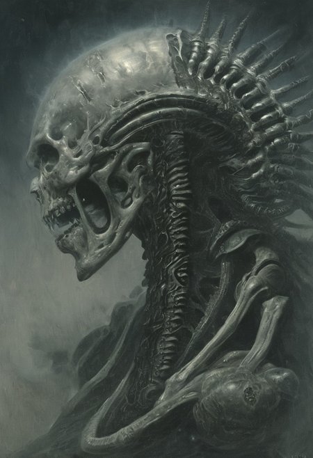 tear in the sky, style of H. R. Giger, Gerald Brom, galaxy, detailed, dynamic