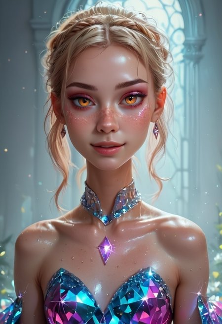 <lora:gl1tt3rsk1nXLP:0.8> <lora:crystalline_dress-PD-1.0:0.6> <lora:vivid_everclear:0.6>  <lora:DET PONv6 Pony_DetailV2:1>