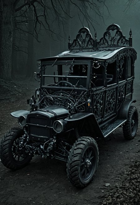 Gothic style <lora:R0k00M0t0rV3h1c13HD:1>,r0k00m0t0rv3h1c13hd,ground vehicle,motor vehicle,car,r0k00bl0ckb0ckgr00ndhd,r0k00bstr0cthd, . Dark, mysterious, haunting, dramatic, ornate, detailed