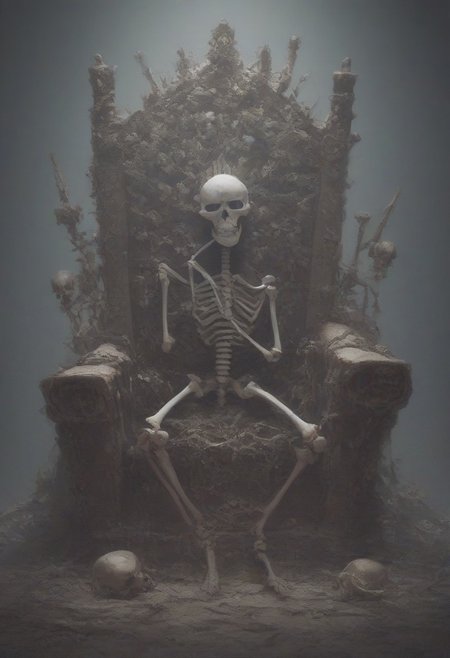 score_9, score_8_up, score_7_up, score_6_up,
one skeleton of dead king wearing crown on a lavish golden throne, boneswm