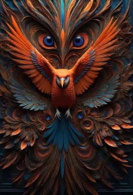 vivid colorful realms of your mind, abstract details, distinctive visuals, Full 3D, Intricate, sharp details, UHD, (3D Framed, Bird)