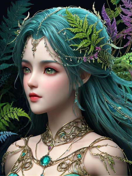 masterpiece, top quality, best quality, official art, beautiful and aesthetic:1, (1girl),from side, full body,large breasts,laced bra,extreme detailed,(fractal art:0.1),colorful,highest detailed,moyou,realistic,  triadic colors, best quality, a close up highly detailed girl, moss, ferns, rowanberries, highly detailed glittering scales, by Craola, Dan Mumford, Andy Kehoe, 2d, flat, cute, adorable, vintage, art on a cracked paper, fairytale, storybook detailed illustration, cinematic, ultra highly detailed, tiny details, beautiful details, mystical, luminism, vibrant colors, complex background<lora:YunXi_SDXL:0.6>,<lora:xl_more_art-full_v1:0.5>