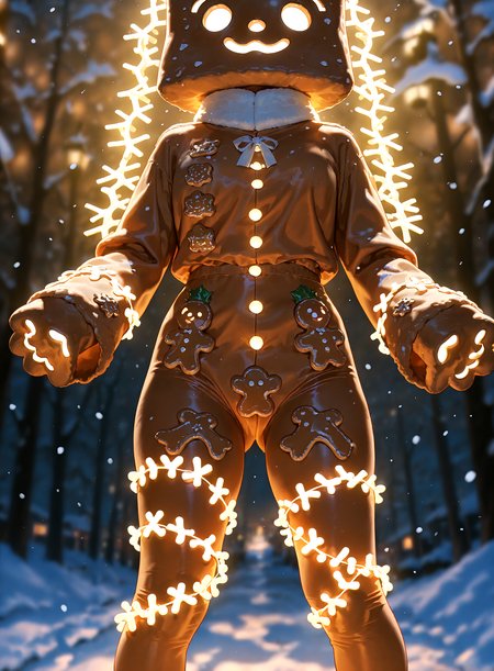 masterpiece, best quality, amazing quality, very aesthetic, absurdres,  newest, volumetric lighting
gingerbread,  snowing,  merry, Gingerbread woman, <lora:Gingerbread_Man:0.6>,
masterpiece, best quality, amazing quality, very aesthetic, absurdres,  newest, volumetric lighting , <lora:cfg_scale_boost:0.6>