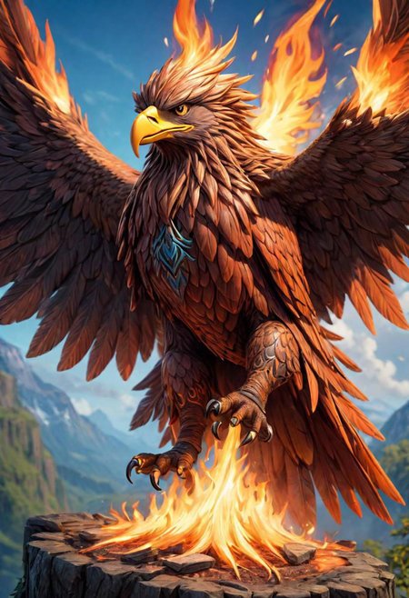 masterpiece, best_quality, ultra-detailed, very detailed, nsfw, shallow depth of field, (skin texture), (realistic texture skin), 
isometric style (menacing fire eagle bird monster) <lora:LoromXL_Druidic_Naturalism:0.6>, vibrant, stunningly beautiful, crisp, detailed, sleek, ultramodern, warm natural highlights, dark smoke shadows, high contrast, luminous reflections, rtx on, subsurface scattering, dynamic hdr tone mapping, volumetric lighting, screenspace reflection, Physically-Based Rendering, Unity WÄtÄ environmental volcano. vibrant, beautiful, crisp, detailed, ultra detailed, intricate
covered in druidic metal armour, luminous reflections, rtx on, subsurface scattering, dynamic hdr tone mapping, volumetric lighting, screenspace reflection, Physically-Based Rendering, environmental fire