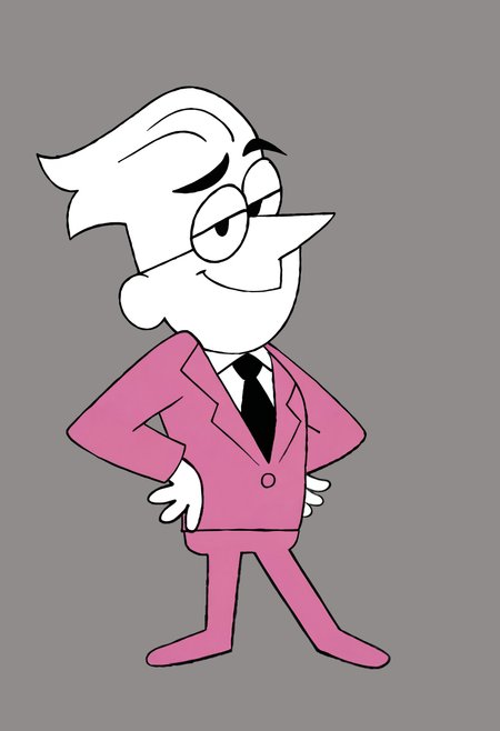 <lora:UmbertActuallyv1.0:0.8> (zPDXL2), score_9, score_8_up, score_7_up, source_cartoon, umbert_awi, 1boy, solo, human, white skin, short hair, white hair, pointy nose, pink suit, long sleeves, black necktie, pink pants BREAK full body, toony, sassy pose, thick eyebrows, raised eyebrow, glasses, black eyes, looking at viewer, narrowed eyes, smirk, hands on hips BREAK flat colors, gray background