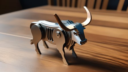 <lora:splicingtoycd_xl-000012:0.8>,a plane style steel ox made of splicingtoycd_xl on wooden desktop,three-dimensional puzzle,simple-structured,detailed,hi-res photo,chinese zodiac,no humans,silver theme,close-up,indoors,living room,simple background, emotional,harmonious,high budget,moody,epic,gorgeous,perfect lighting,realistic,photorealistic,photographic,photo (medium),real,moody lighting,volumetric lighting,reality ray tracing,8K,HDR,UHD,masterpiece,best quality,highly detailed,high resolution,finely detail,extremely detailed,ultra detailed,wallpaper