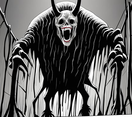 <lora:mrkurz_pony_v4:1> art style by mrkurz,
monochrome ,greyscale,spot color,
In the style of Body horror,Beast,Moldy ragged suit crawling with maggots,Sprouting horns and hooves,Creepy island,Sinister mist,Horrific,Single match flame in the dark,Cysts,Worm's eye view shot, score_9, score_6_up, score_7_up