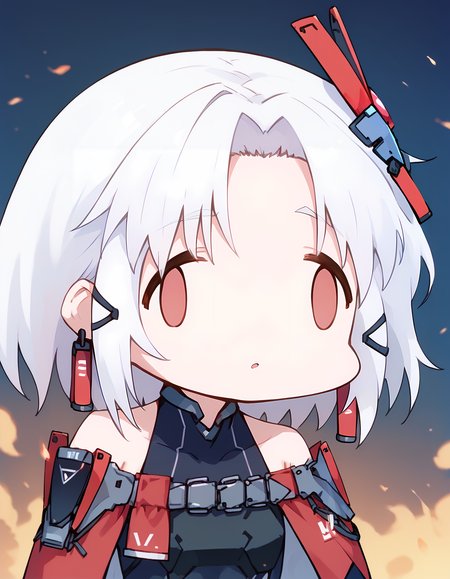 (score_9,score_8_up,score_7_up,score_6_up,score_5_up,score_4_up),best quality,masterpiece,realistic,uncensored, BREAK 1girl <lora:drake-nikke-richy-v1_pdxl:1>drakedef, short hair, white hair, red eyes, earrings, hair ornament, black leotard, shoulder armor, capelet, mecha musume, gloves, <lora:sdxl-fxface-pony:1>fx-face, face_of_the_people_who_sank_all_their_money_into_the_fx_(meme)