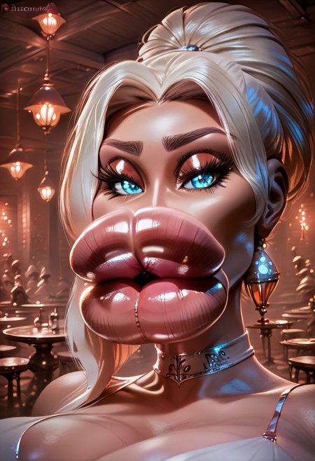 score_9, score_8_up, score_7_up, score_6_up, score_5_up, score_4_up,
<lora:biglips-ponyxl-v1:1> big lips, bimbo lips, (injected lips:1.2), (huge lips:1.3),
a beautiful woman in a tavern, seductive, legs crossed, white dress, ultra realistic, (high quality, detailed, beautiful), detailed beautiful eyes, realistic, outstanding,
<lora:add-detail-xl:0.7> <lora:xl_more_art-full_v1:0.1>, bigger lips, hyper lips