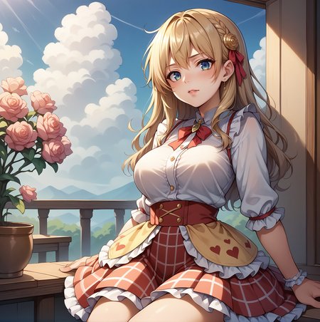 score_9, score_8_up, score_7_up, source_anime, (detailed background),  intricate detail, BREAK,  rating_questionable, uncensored, <lora:Pony_DetailV2.0:1.5>,bell skirt, <lora:bell_skirt-PD-1.0:1>, frills, layered skirt, lace,