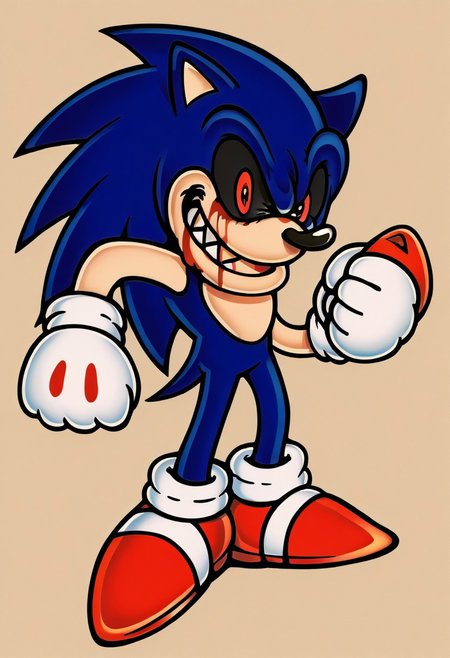 score_9, score_8_up, score_7_up, source_anime,
1boy, solo, gloves, animal ears, shoes, socks, white gloves, white socks, red footwear, furry, furry male, animal nose, blue fur, sonic the hedgehog, Sonicexe, furry, bloody face, sharp teeth, black sclera, Luis1.0Exe
looking at viewer, smirk, teeth, fists up
