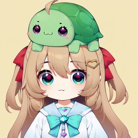 score_9, score_8_up, score_7_up, BREAK,
1girl, chibidokistyle,  chibi, simple background, virtual youtuber,  <lora:chibidokistyle-000004:1>
neuro_outfit , solo, shirt, closed mouth,animal on head, on head, turtle,  looking at viewer, very long hair, <lora:Neuro-Sama_for_PonyXL:0.8>,