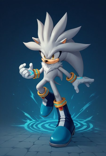 score_9, score_8_up, score_7_up, source_anime, highly detailed, 1boy, furry male, solo, animal ears, yellow eyes, animal nose, body fur, fur trim, white gloves, bracelet, tail, boots, blue aura, levitating