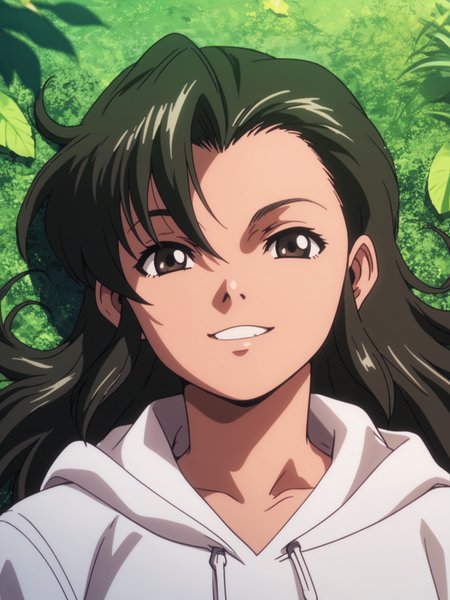 <lora:happy_tentacle-fabiola-v0.1-000026:1>, ht_fabiola, hair down, white hoodie, outdoors , 1girl, solo, upper body , jitome , (happy :1), , looking at viewer , lying , facing viewer , score_9, score_8_up, score_7_up, score_6_up, score_5_up, score_4_up