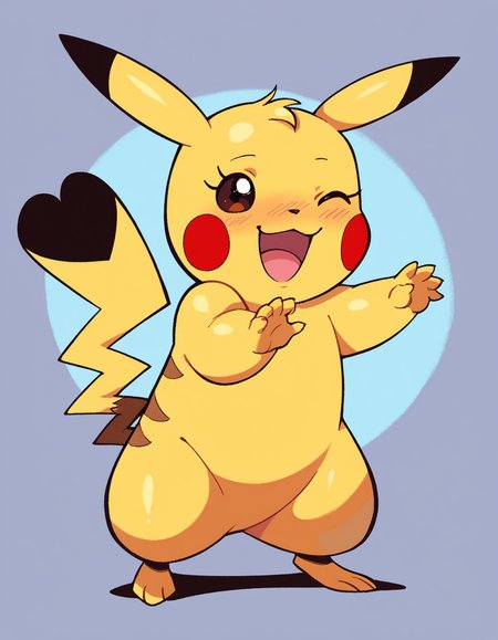 zPDXL, score_9, score_8_up, score_7_up, score_6_up, score_5_up, source_anime, 4k, absurdres, 1girl, solo,
<lora:Cosplaychu_v1-2-20:0.8> cosplay pikachu, pokemon \(creature\), pikachu ears, pikachu tail, feral, shortstack, flat chest,
cute pose, one eye closed, blush, happy, open mouth, smile,