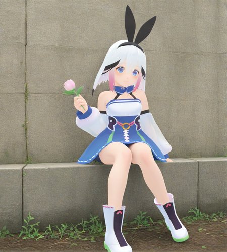 <lora:ãã­ãã·ã´ã£ã¼Puroto_ShivÄ«:1.1>,1girl,
ãã­ãã·ã´ã£ã¼(Puroto ShivÄ«),blue eyes,multicolored hair,white hair,pink sidelocks, short hair,bangs,
bunny ears,hairband,
blue dress,bare shoulders,strapless dress,
detached sleeves.see-through,white sleeves,
white boots,
holding, looking at viewer, solo, flower, 
animated,very awa, masterpiece, best quality, highres, absurdes,amazing quality,very aesthetic,intricate details,scenery,
<lora:hand 5.5:0.8>