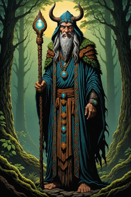 by Noriyoshi Ohrai and Terry Redlin in the style of Andy Kehoe, druid, digital painting , full body length <lora:more_art:0.20><lora:huge_anime_eyes:0.85><lora:attractive:0.75><lora:great_lighting:1.00><lora:aesthetic:0.85><lora:photorealistic_portrait:0.85><lora:clothing_slider:1.00><lora:RMSDXL_Enhance:0.45><lora:RMSDXL_Creative:0.35><lora:RMSDXL_Photo:0.45><lora:RMSDXL_Darkness_Cinema:0.50><lora:XDetail_heavy:0.45><lora:perfect_eyes:0.15><lora:perfect_hands:0.15><lora:midjourney:-0.15><lora:looking_at_viewer:0.75>