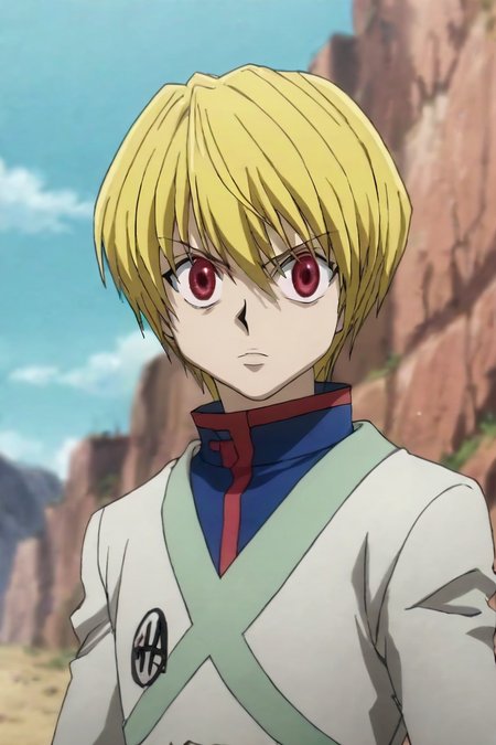 score_9, score_8_up, score_7_up, score_6_up, score_5_up, score_4_up, BREAK source_anime, anime screencap, , official style, , , depth of field, 1boy, solo, male focus, <lora:kurapika_hxh_pony:0.94>, kurapika_hxh, blonde hair, red eyes, short hair, bangs, hair between eyes, , , post-apocalyptic, , <lora:sdxl_lightning_8step_lora:1>