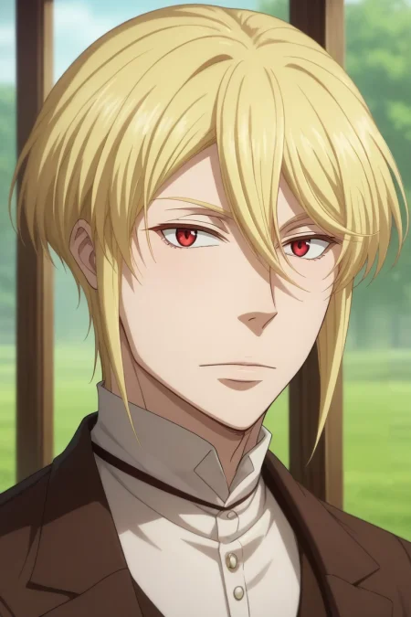 score_9, score_8_up, score_7_up, source_anime, rating_safe, intricate details, (realistic:0.6), looking at viewer, depth of field, 1boy, solo, male focus, <lora:william_james_moriarty_pony:0.98>, william_james_moriarty, blonde hair, red eyes, short hair, hair between eyes, , , , medieval costume, <lora:sdxl_lightning_8step_lora:1>